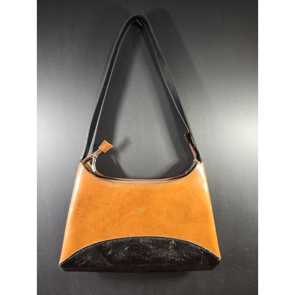 orange and black leather shoulder bag from Alex Firenze Italia